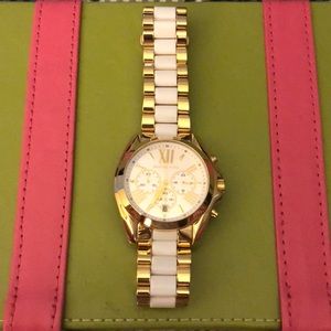 Michael Kors Women’s Bradshaw white and gold watch